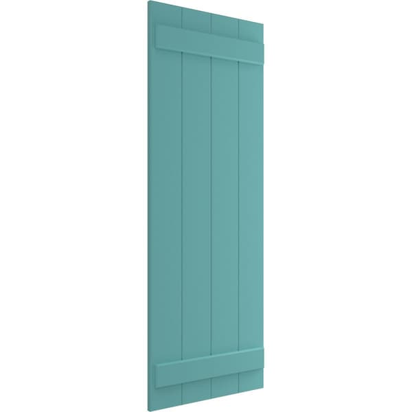 Ekena Millwork True Fit PVC, Four Board Joined Board-n-Batten Shutters, Pure Turquoise, 21 1/2W x 31H, PR - TFP101BBF21X031PT