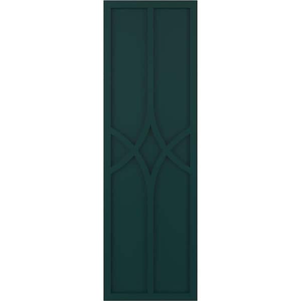 Ekena Millwork True Fit PVC Cedar Park Fixed Mount Shutters, Thermal Green, 18W x 33H, PR - TFP001CP18X033FG