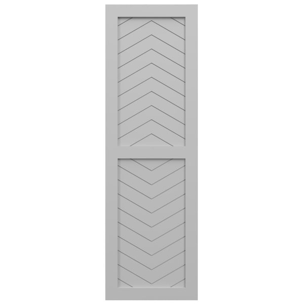 Ekena Millwork True Fit PVC Two Panel Chevron Modern Style Fixed Mount Shutters, Primed, 12"W x 43"H - TFP101CV12X043PR