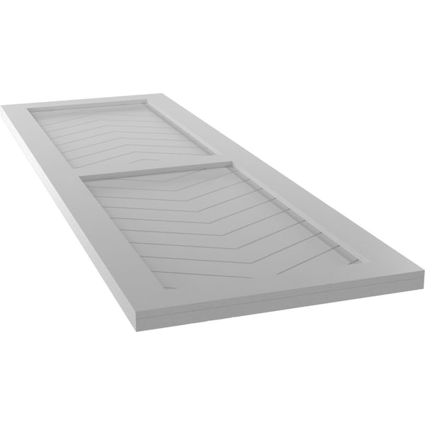 Ekena Millwork True Fit PVC Two Panel Chevron Modern Style Fixed Mount Shutters, Primed, 12"W x 43"H - TFP101CV12X043PR