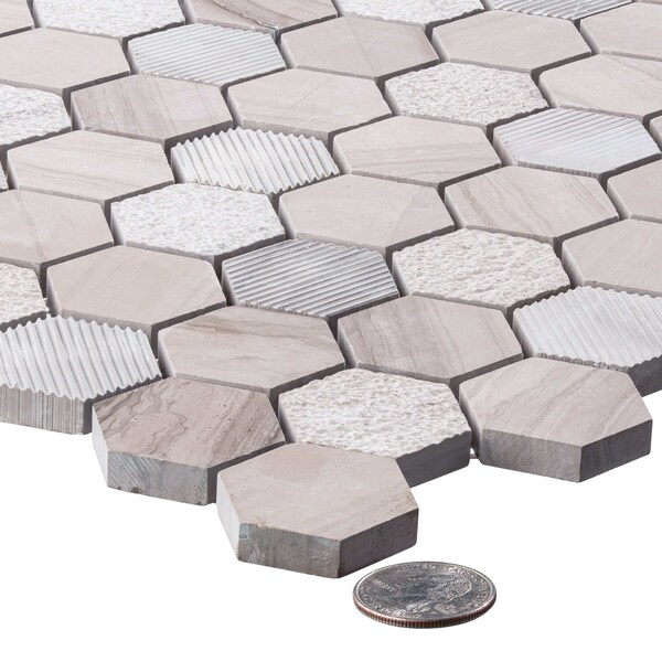 Andova Tiles ANDOVA TILES Amarillo 1.25" x 1.25" Natural Stone Honeycomb Mosaic Wall & Floor Tile - ANDAMA104