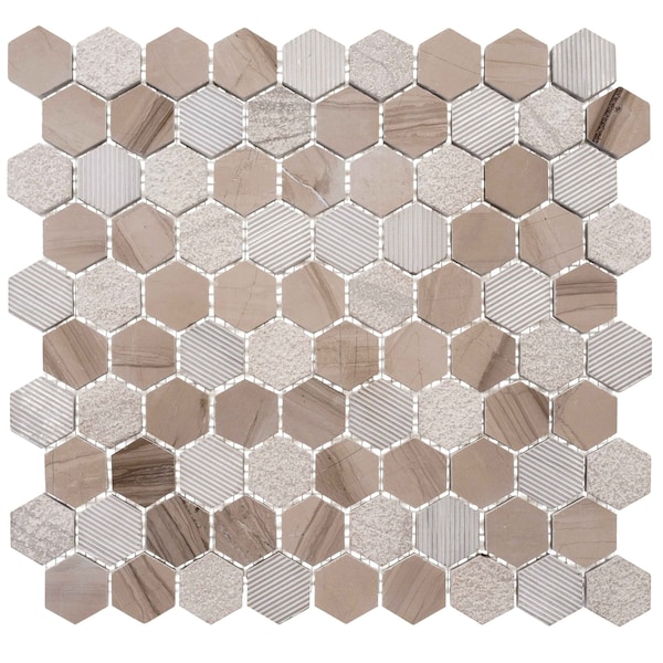 Andova Tiles ANDOVA TILES Amarillo 1.25" x 1.25" Natural Stone Honeycomb Mosaic Wall & Floor Tile - ANDAMA104