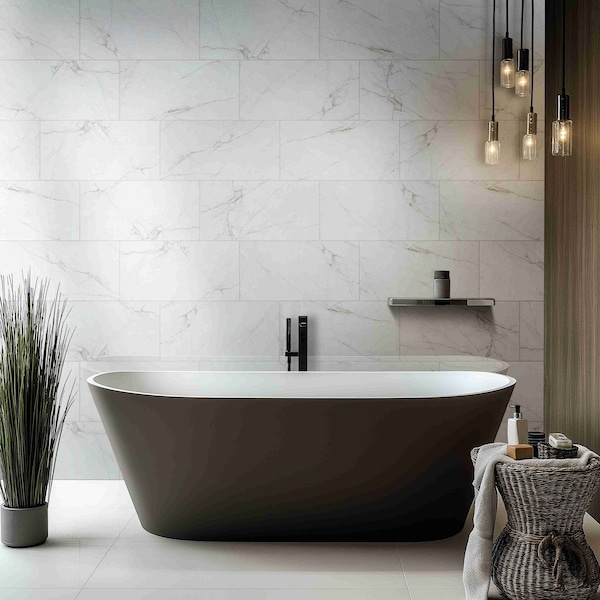 Msi Dymo Calacatta White 12in X 24in Glossy Ceramic Wall Tile, 480PK - ZOR-PT-0881P