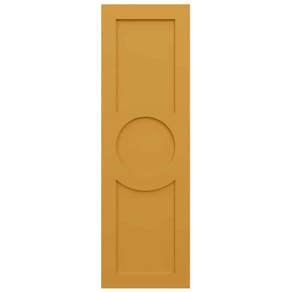 Ekena Millwork True Fit PVC Center Circle Arts & Crafts Fixed Mount Shutters, Turmeric, 15W x 59H, PR - TFP001AC15X059TU