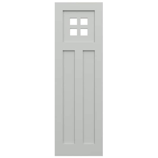 Ekena Millwork True Fit PVC San Antonio Mission Style Fixed Mount Shutters, Hailstorm Gray, 18W x 79H, PR - TFP001ST18X079ST