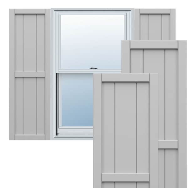Ekena Millwork True Fit PVC, Three Board Framed Board-n-Batten Shutters, Primed, 16 1/8"W x 57"H - TFP101BF16X057PR