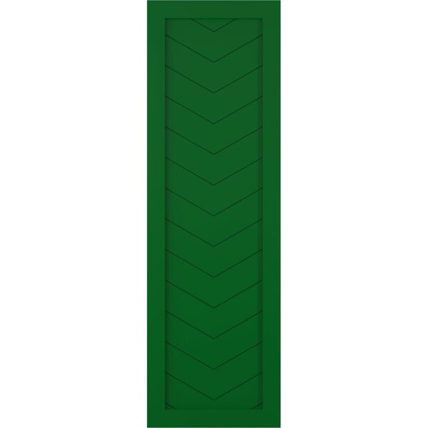 Ekena Millwork True Fit PVC Single Panel Chevron Modern Style Fixed Mount Shutters, Viridian Green, 18W x 67H, PR - TFP001CV18X067HG