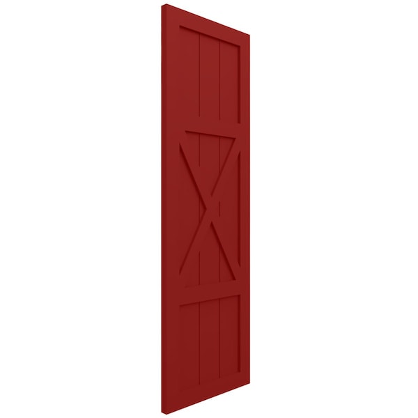 Ekena Millwork True Fit PVC Center X-Board Farmhouse Fixed Mount Shutters, Fire Red , 12W x 33H, PR - TFP107FH12X033BR