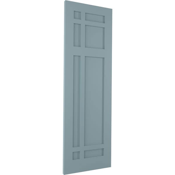 Ekena Millwork True Fit PVC San Juan Capistrano Mission Style Fixed Mount Shutters, Peaceful Blue, 15W x 62H, PR - TFP001SJ15X062SB