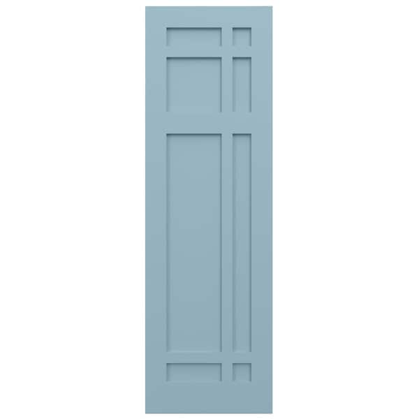 Ekena Millwork True Fit PVC San Juan Capistrano Mission Style Fixed Mount Shutters, Peaceful Blue, 15W x 62H, PR - TFP001SJ15X062SB