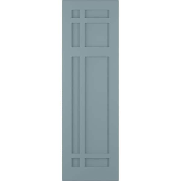 Ekena Millwork True Fit PVC San Juan Capistrano Mission Style Fixed Mount Shutters, Peaceful Blue, 15W x 62H, PR - TFP001SJ15X062SB