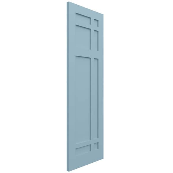 Ekena Millwork True Fit PVC San Juan Capistrano Mission Style Fixed Mount Shutters, Peaceful Blue, 15W x 62H, PR - TFP001SJ15X062SB