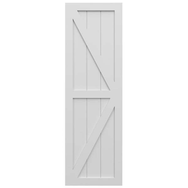 Ekena Millwork True Fit PVC Two Equal Panel Farmhouse Fixed Mount Shutters w/ Z-Bar, White , 15W x 58H, PR - TFP102FH15X058WH