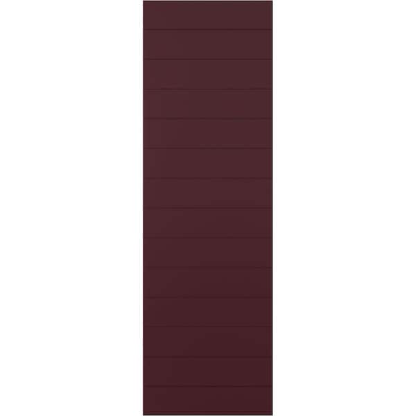 Ekena Millwork True Fit PVC Horizontal Slat Modern Style Fixed Mount Shutters, Wine Red, 15W x 65H, PR - TFP001HZ15X065WR
