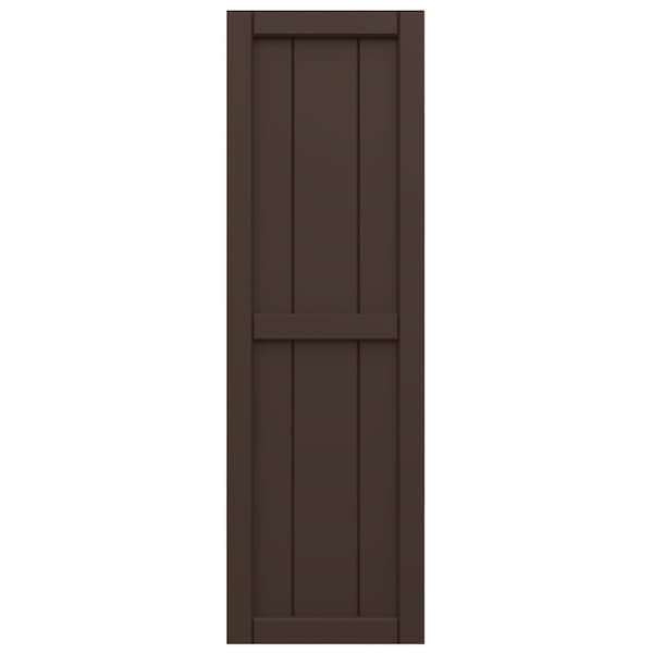 Ekena Millwork True Fit PVC, Four Board Framed Board-n-Batten Shutters, Raisin Brown, 21 1/2W x 100H, PR - TFP101BF21X100TB