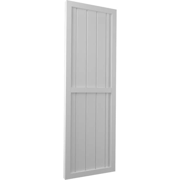 Ekena Millwork Americraft 5-Board Exterior Wood 2 Equal Panel Framed Board-n-Batten Shutters, ARW101BF518X83PRH - ARW101BF518X83PRH