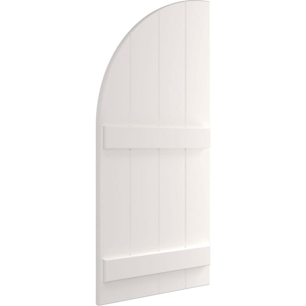 Ekena Millwork True Fit PVC, Four Board Arch Top Joined Board-n-Batten Shutters, Unfinished, 21 1/2W x 103H, PR - TFP101BA21X103UN