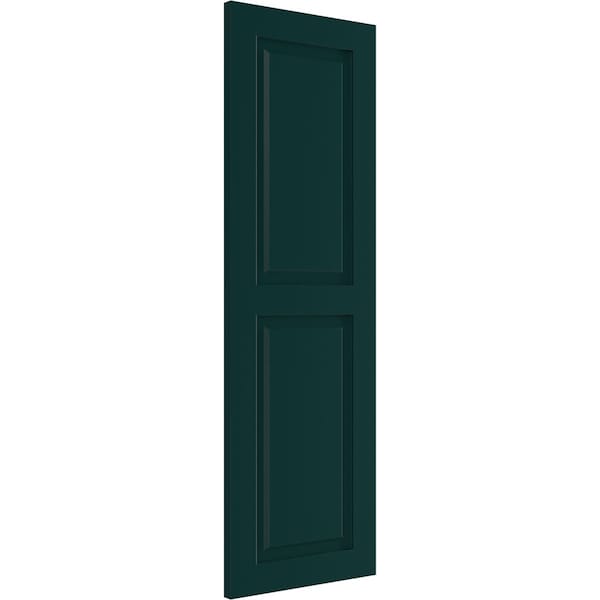 Ekena Millwork True Fit PVC Two Equal Raised Panel Shutters, Thermal Green, 15W x 74H, PR - TFP101RPF15X074FG