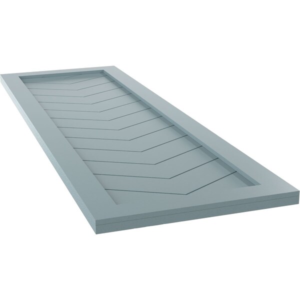 Ekena Millwork True Fit PVC Single Panel Chevron Modern Style Fixed Mount Shutters, Peaceful Blue, 18W x 63H, PR - TFP001CV18X063SB