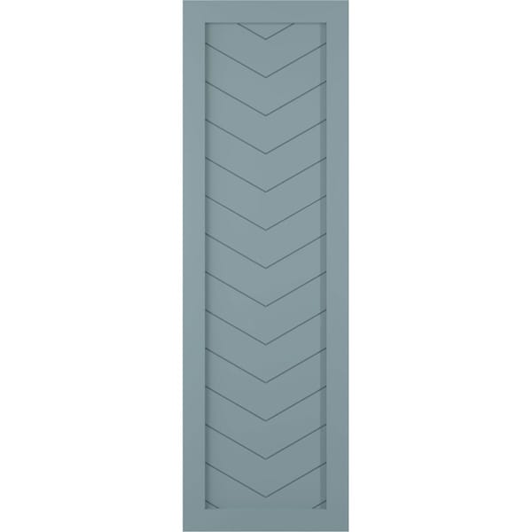Ekena Millwork True Fit PVC Single Panel Chevron Modern Style Fixed Mount Shutters, Peaceful Blue, 18W x 63H, PR - TFP001CV18X063SB