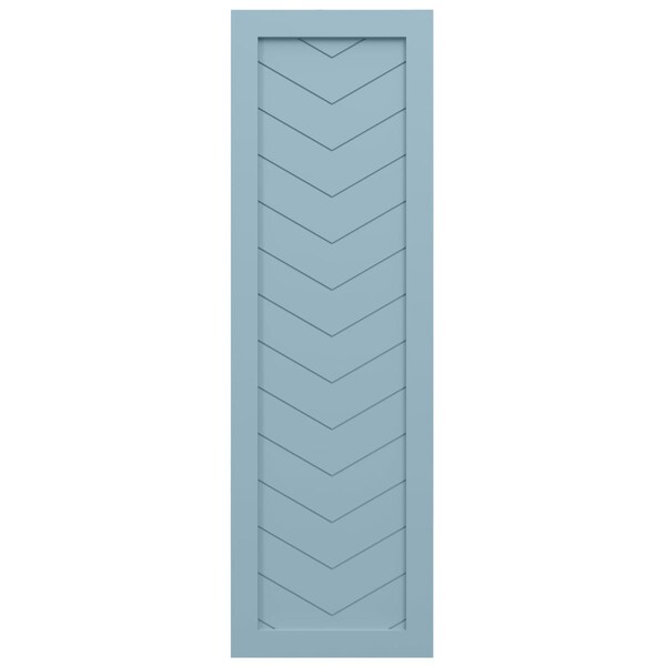 Ekena Millwork True Fit PVC Single Panel Chevron Modern Style Fixed Mount Shutters, Peaceful Blue, 18W x 63H, PR - TFP001CV18X063SB