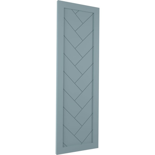 Ekena Millwork True Fit PVC Single Panel Herringbone Modern Style Fixed Mount Shutters, Peaceful Blue, 15W x 27H, PR - TFP001HB15X027SB