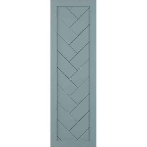 Ekena Millwork True Fit PVC Single Panel Herringbone Modern Style Fixed Mount Shutters, Peaceful Blue, 15W x 27H, PR - TFP001HB15X027SB
