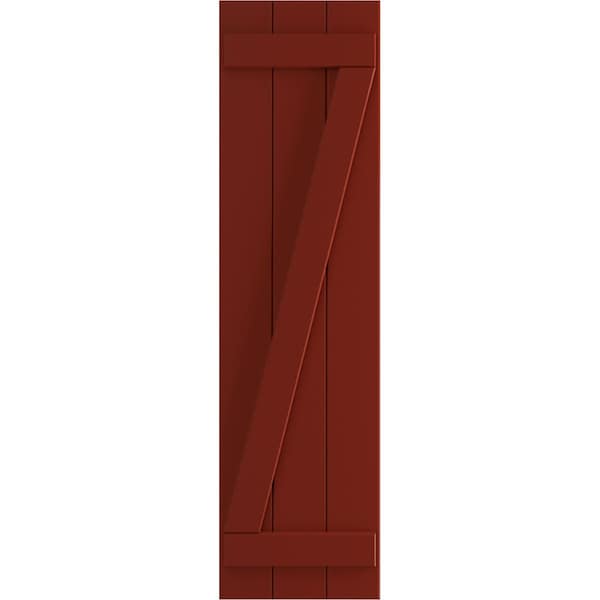 Ekena Millwork True Fit PVC Three Board Joined Board-n-Batten Shutters w/Z-Bar, Pepper Red , 16 1/8W x 32H, PR - TFP102BBF16X032MR