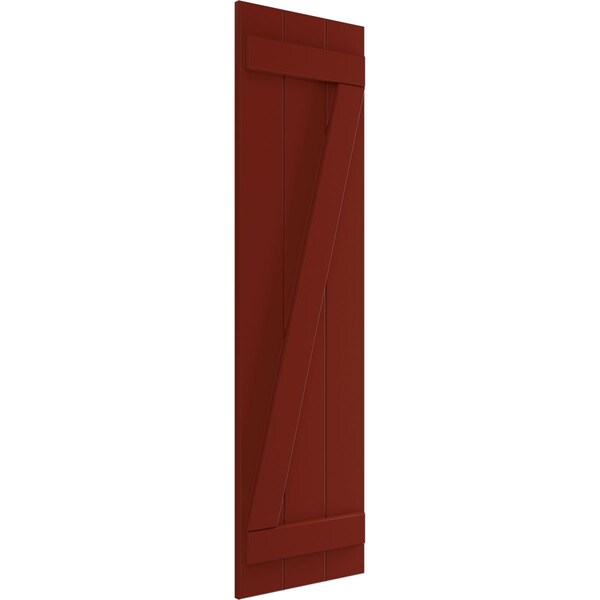 Ekena Millwork True Fit PVC Three Board Joined Board-n-Batten Shutters w/Z-Bar, Pepper Red , 16 1/8W x 32H, PR - TFP102BBF16X032MR