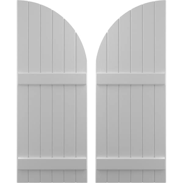 Ekena Millwork Americraft 6-Board (2 Batten) Wood Joined Board-n-Batten Shutters w/ Arch Top, ARW101BQ621X73PRH - ARW101BQ621X73PRH