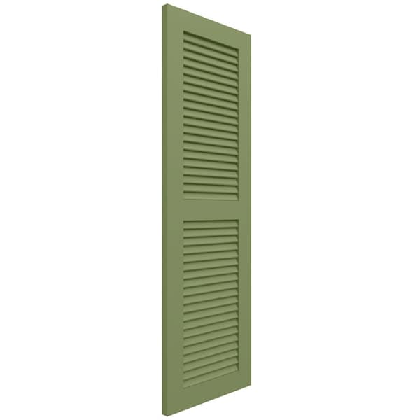 Ekena Millwork True Fit PVC Two Equal Louver Shutters, Moss Green, 12W x 67H, PR - TFP101LVF12X067MG