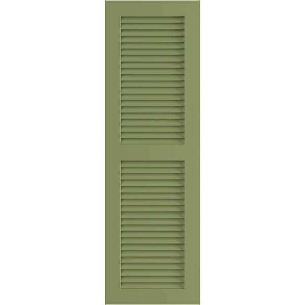 Ekena Millwork True Fit PVC Two Equal Louver Shutters, Moss Green, 12W x 67H, PR - TFP101LVF12X067MG