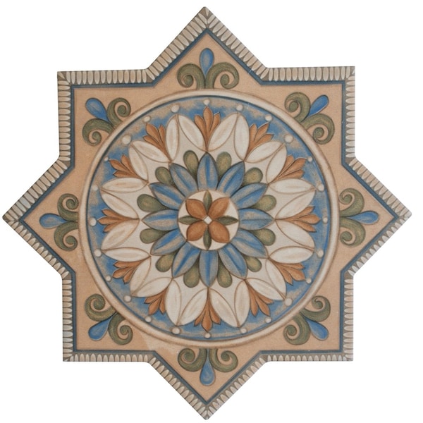 Apollo Tile 7x7 in. Matte Terracoota Sage Green-Blue Porcelain Star Wall and Floor Tile 6.46 sq ft/case, 16PK - UMB88DECSTRAA