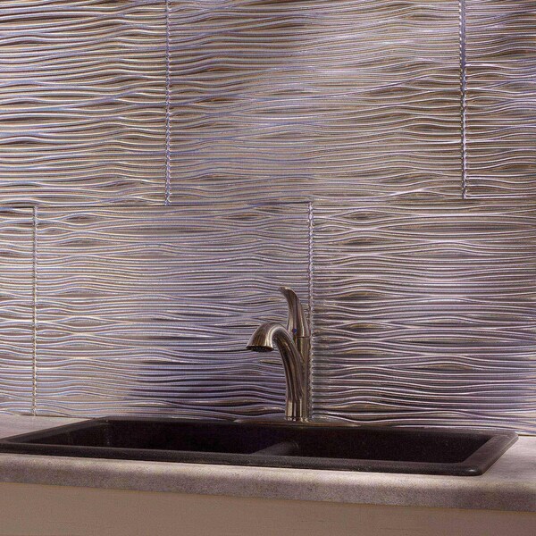 Fasade Fasade 18in x 24in Waves Brushed Aluminum Backsplash Panel 5pk - PB6508