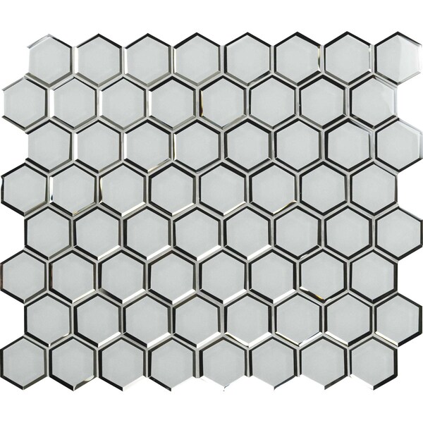 Msi Ice Hexagon 12.13 In. X 10.51 In. X 8Mm Beveled Glass Mesh-Mounted Mosaic Tile, 10PK - ZOR-MD-0352