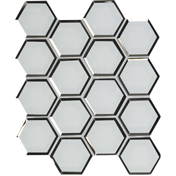 Msi Ice Hexagon 12.13 In. X 10.51 In. X 8Mm Beveled Glass Mesh-Mounted Mosaic Tile, 10PK - ZOR-MD-0352