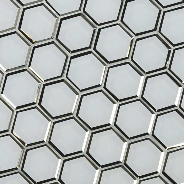 Msi Ice Hexagon 12.13 In. X 10.51 In. X 8Mm Beveled Glass Mesh-Mounted Mosaic Tile, 10PK - ZOR-MD-0352