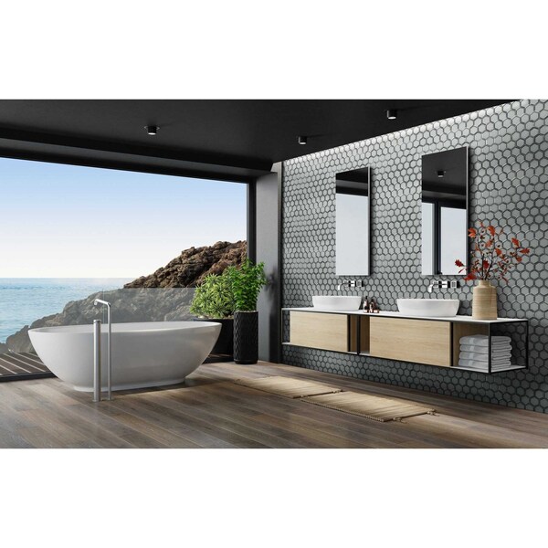 Msi Ice Hexagon 12.13 In. X 10.51 In. X 8Mm Beveled Glass Mesh-Mounted Mosaic Tile, 10PK - ZOR-MD-0352