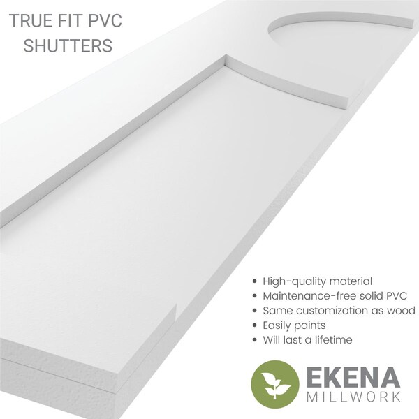 Ekena Millwork True Fit PVC Center Circle Arts & Crafts Fixed Mount Shutters, White, 15W x 63H, PR - TFP001AC15X063WH