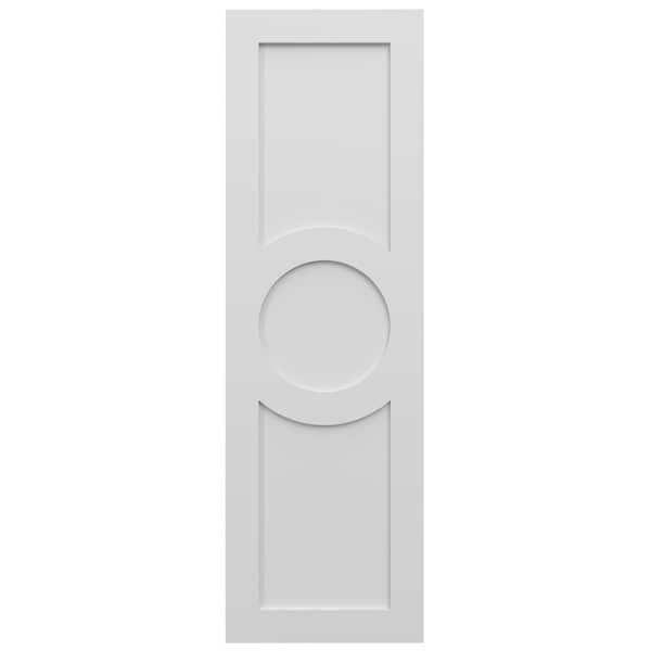 Ekena Millwork True Fit PVC Center Circle Arts & Crafts Fixed Mount Shutters, White, 15W x 63H, PR - TFP001AC15X063WH