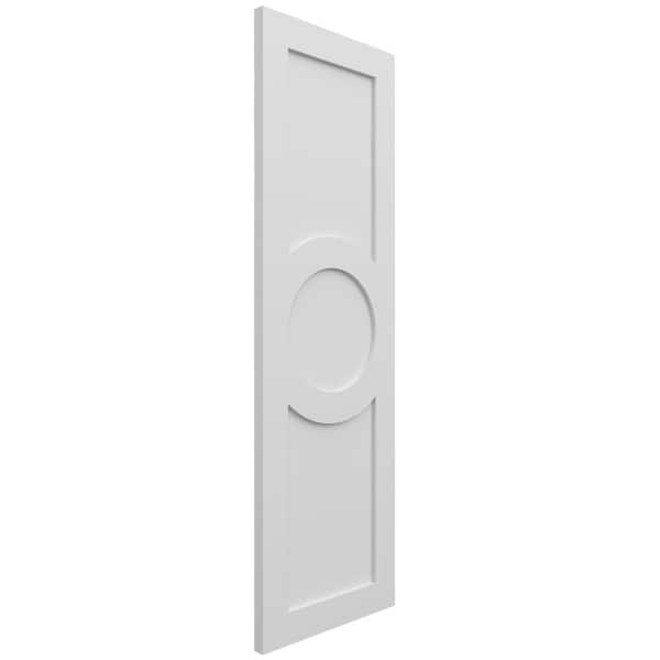 Ekena Millwork True Fit PVC Center Circle Arts & Crafts Fixed Mount Shutters, White, 15W x 63H, PR - TFP001AC15X063WH