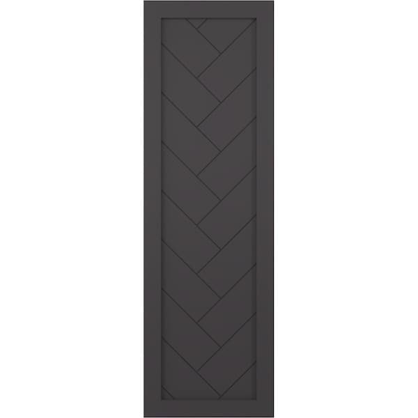 Ekena Millwork True Fit PVC Single Panel Herringbone Modern Style Fixed Mount Shutters Shadow Mountain, 15"W x 32"H - TFP001HB15X032SM