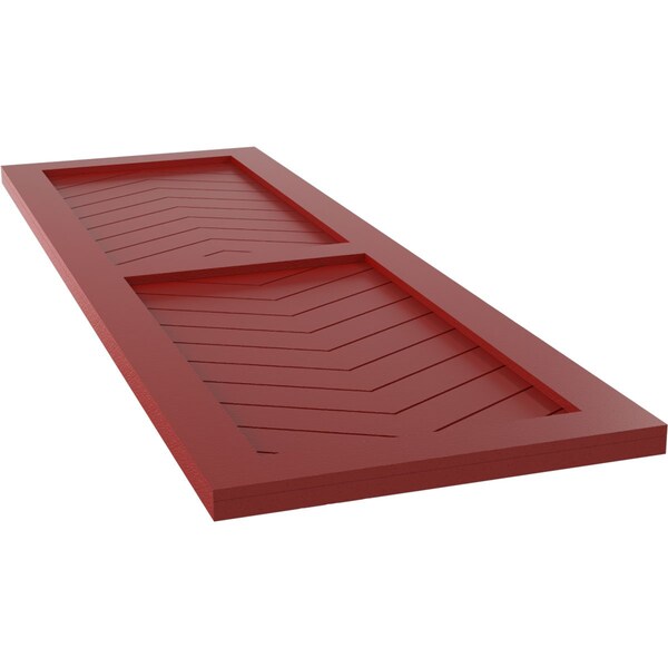 Ekena Millwork True Fit PVC Two Panel Chevron Modern Style Fixed Mount Shutters, Fire Red, 15W x 76H, PR - TFP101CV15X076BR