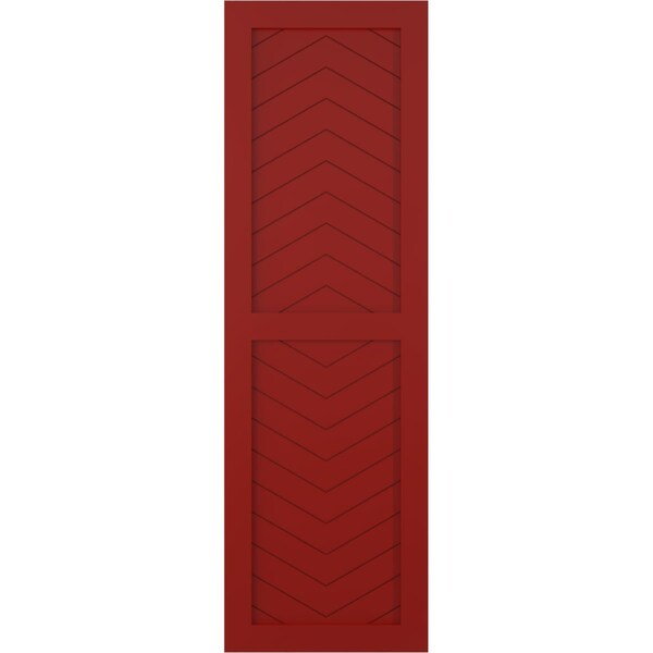 Ekena Millwork True Fit PVC Two Panel Chevron Modern Style Fixed Mount Shutters, Fire Red, 15W x 76H, PR - TFP101CV15X076BR