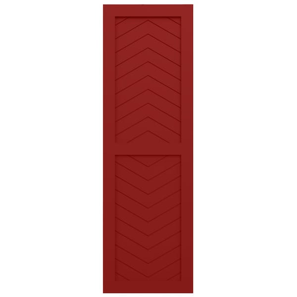 Ekena Millwork True Fit PVC Two Panel Chevron Modern Style Fixed Mount Shutters, Fire Red, 15W x 76H, PR - TFP101CV15X076BR