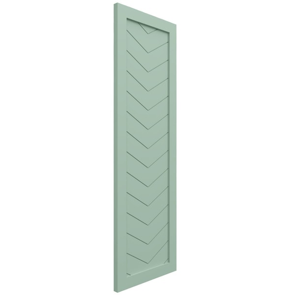Ekena Millwork True Fit PVC Single Panel Chevron Modern Style Fixed Mount Shutters, Seaglass, 18W x 51H, PR - TFP001CV18X051SG