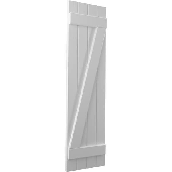 Ekena Millwork Americraft 4-Board (2 Batten) Wood Joined Board-n-Batten Shutters w/ Z-Bar, ARW102BB414X48PRH - ARW102BB414X48PRH