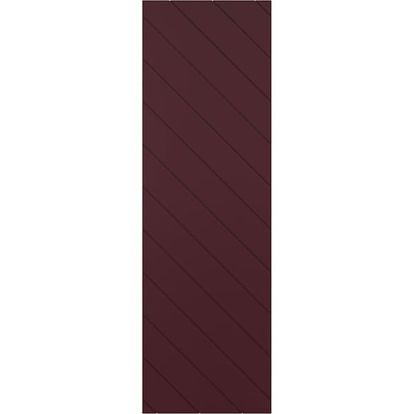 Ekena Millwork 15W x 66H True Fit PVC Diagonal Slat Modern Style Fixed Mount Shutters, Wine Red, PR - TFP001DG15X066WR