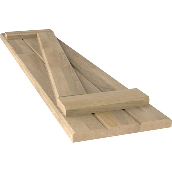 Ekena Millwork Americraft 3-Board (2 Batten) Wood Joined Board-n-Batten Shutters w/ Z-Bar, ARW102BB311X68UNH, PR - ARW102BB311X68UNH