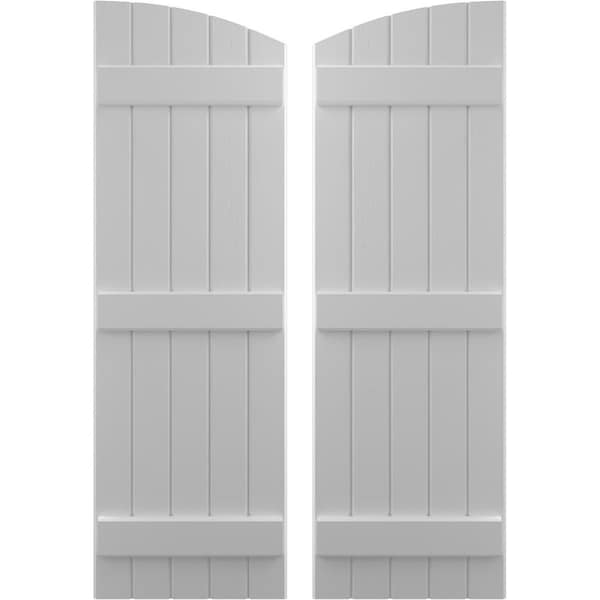 Ekena Millwork Americraft 5-Board (3 Batten) Wood Joined Board-n-Batten Shutters w/ Ellipt Top, ARW401BE518X33PRH - ARW401BE518X33PRH